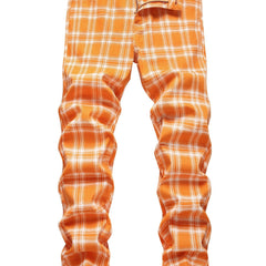 Men's Plaid Cotton Trousers Casual Pants