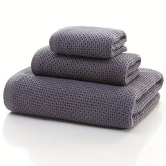 3pcs Waffle Towel Set - Soft Thick Quick Dry Towels