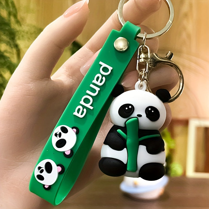 Bamboo Panda Keychain Soft Rubber Pendant for Small Ornaments