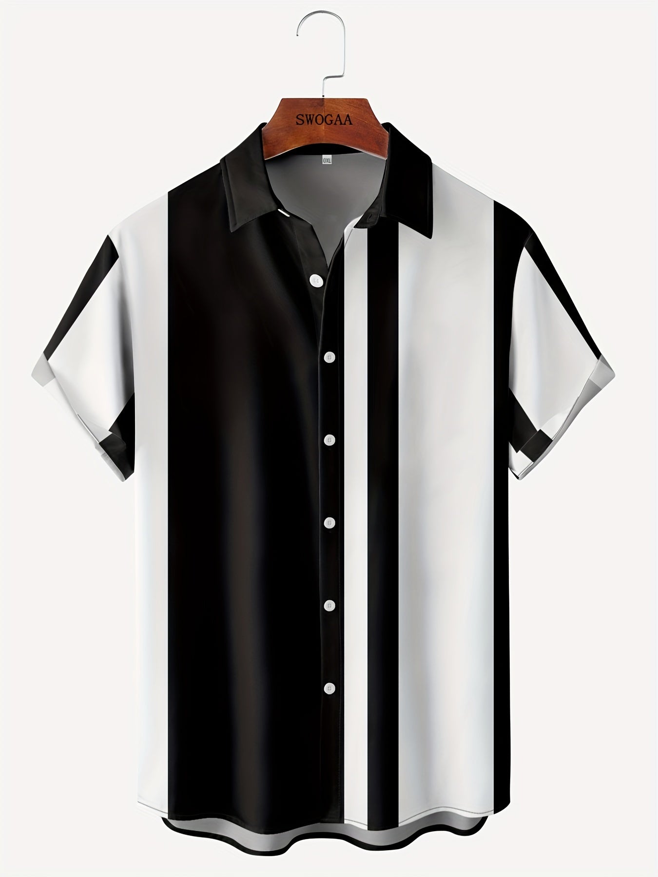 Stripe Print Men s Casual Short Sleeve Shirt for Summer Vacation