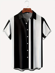 Stripe Print Men s Casual Short Sleeve Shirt for Summer Vacation