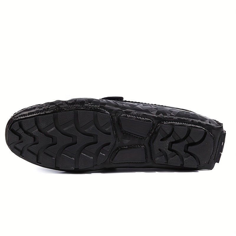 Men's Metallic Decor Leather Loafer Shoes