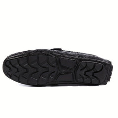 Men's Metallic Decor Leather Loafer Shoes