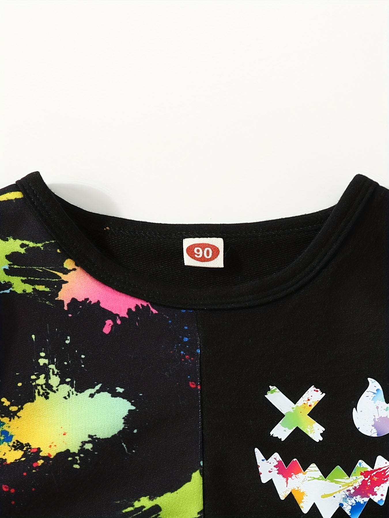 Boys 2pcs Paint Splash Sweatshirt & Pants Set