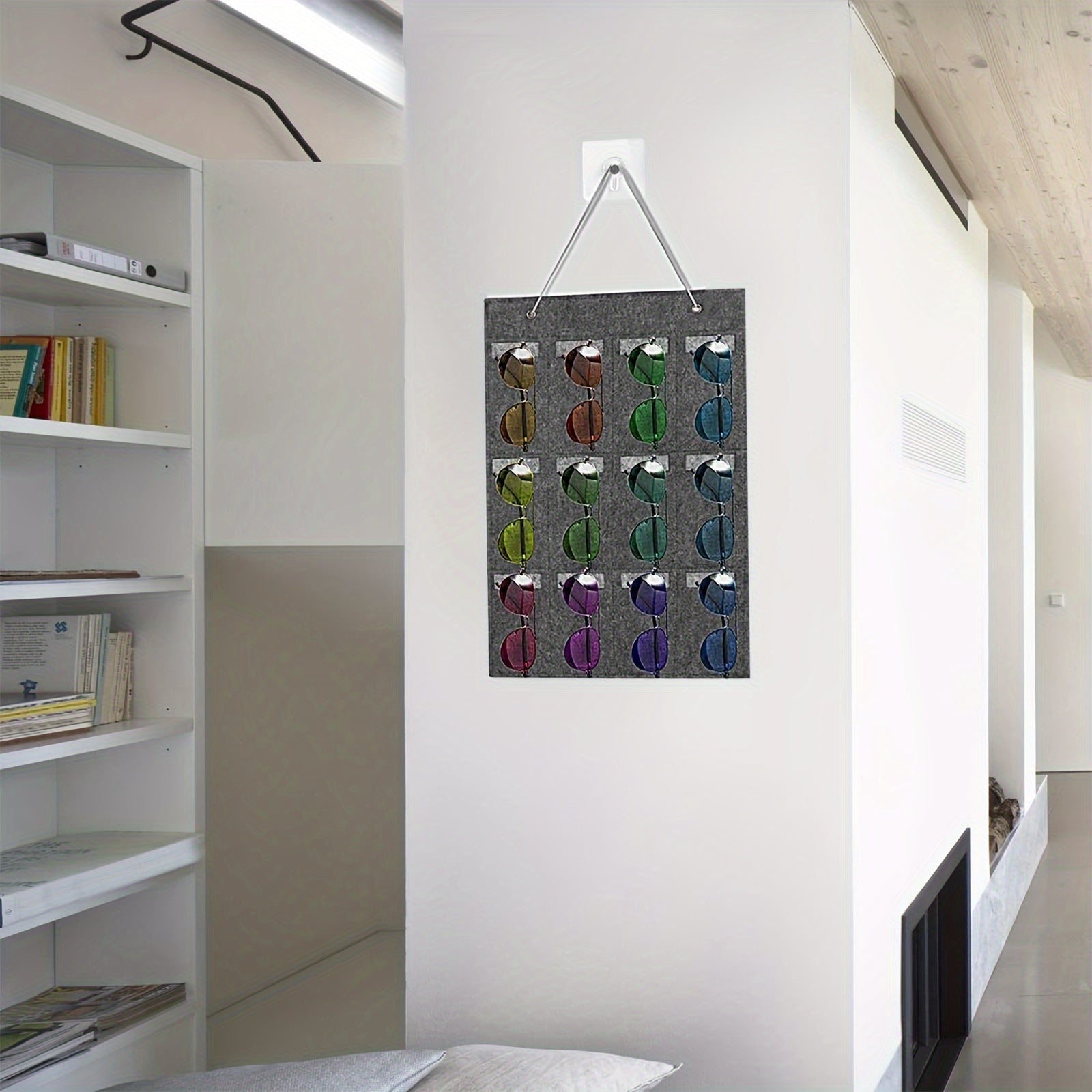 Wall Mounted Sunglasses Storage Rack 12 Compartments