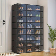 12pcs High Shoe Box Transparent PP Stackable Shoes Storage Boxes for Men & Women