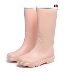Women's Platform Mid Calf Rain Boots Waterproof Slip On Outdoor Shoes
