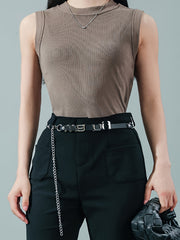 2pcs Ribbed Tank Tops Crew Neck Sleeveless Women's Lingerie