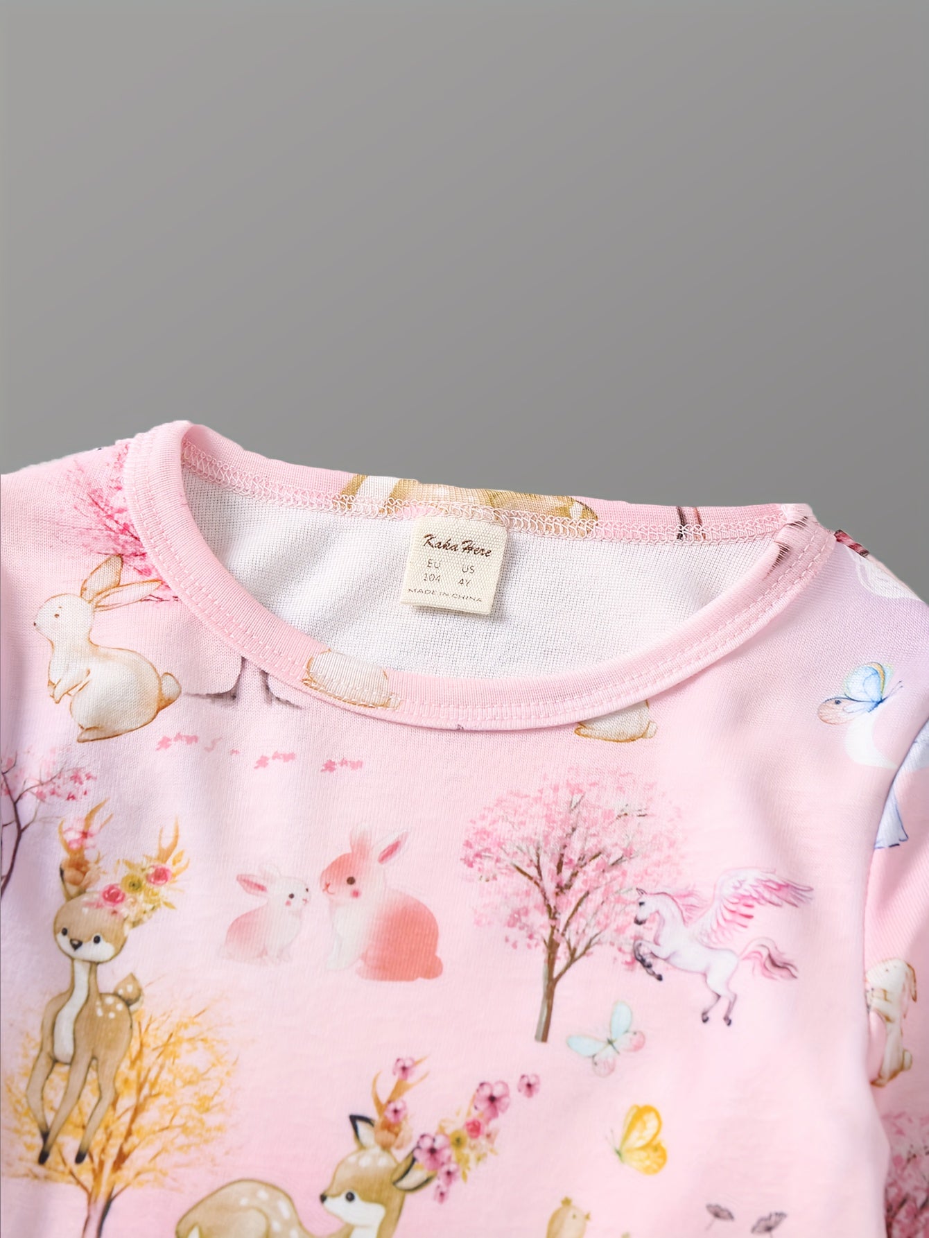 Girl's 2pcs Pajama Set Deer Tree Print Loungewear