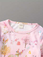 Girl's 2pcs Pajama Set Deer Tree Print Loungewear