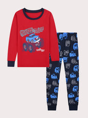 Toddler 2pcs Kid's Pajamas MONSTER TRUCKS Print Long Sleeve Top & Pants Set
