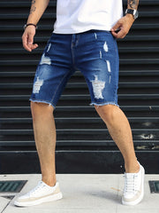 Men's Ripped Denim Shorts Casual Street Style Distressed Denim Shorts
