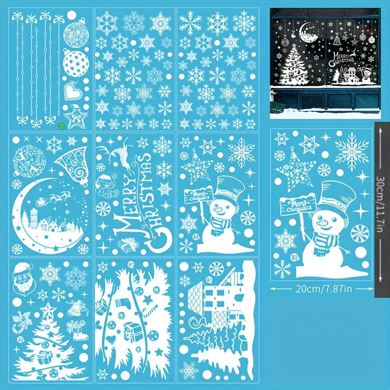 9 Sheets Christmas Window Stickers Decoration Snowflake Wall Stickers