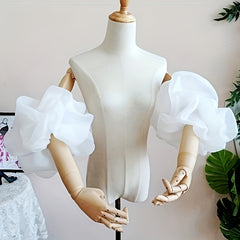 Ruffled Bubble Sleeves Bridal Wedding Dress Accessories 1 Pair