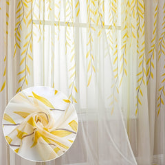 Golden Willow Leaf Stripe Background Cloth Yellow Willow Leaf Mesh Curtain