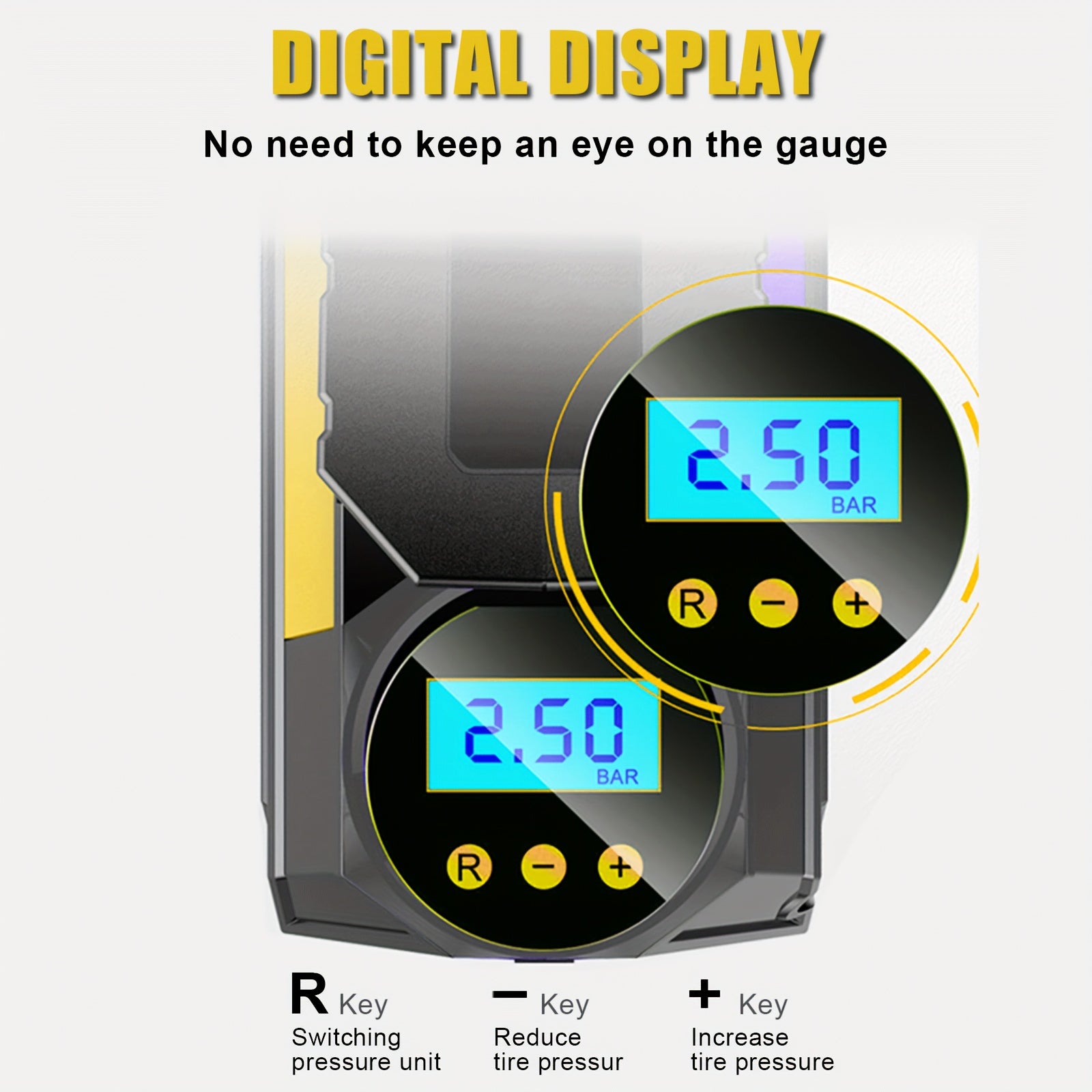 Portable Car Tire Inflator Air Compressor 12V 150PS Auto Pump LED Light