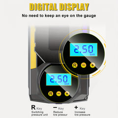 Portable Car Tire Inflator Air Compressor 12V 150PS Auto Pump LED Light