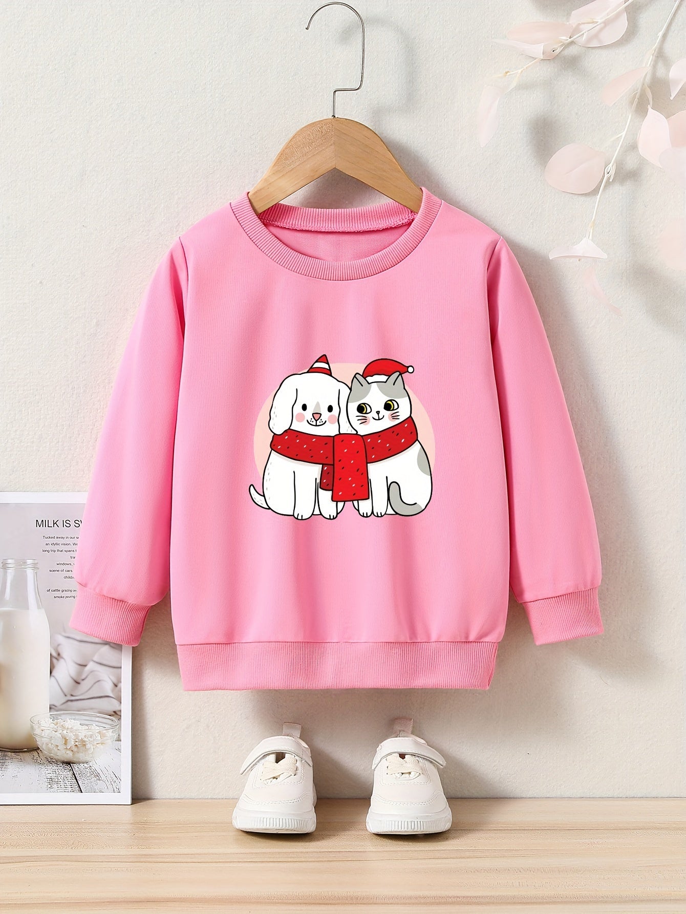 OERYUI Kitty Graphic Sweatshirt for Kids