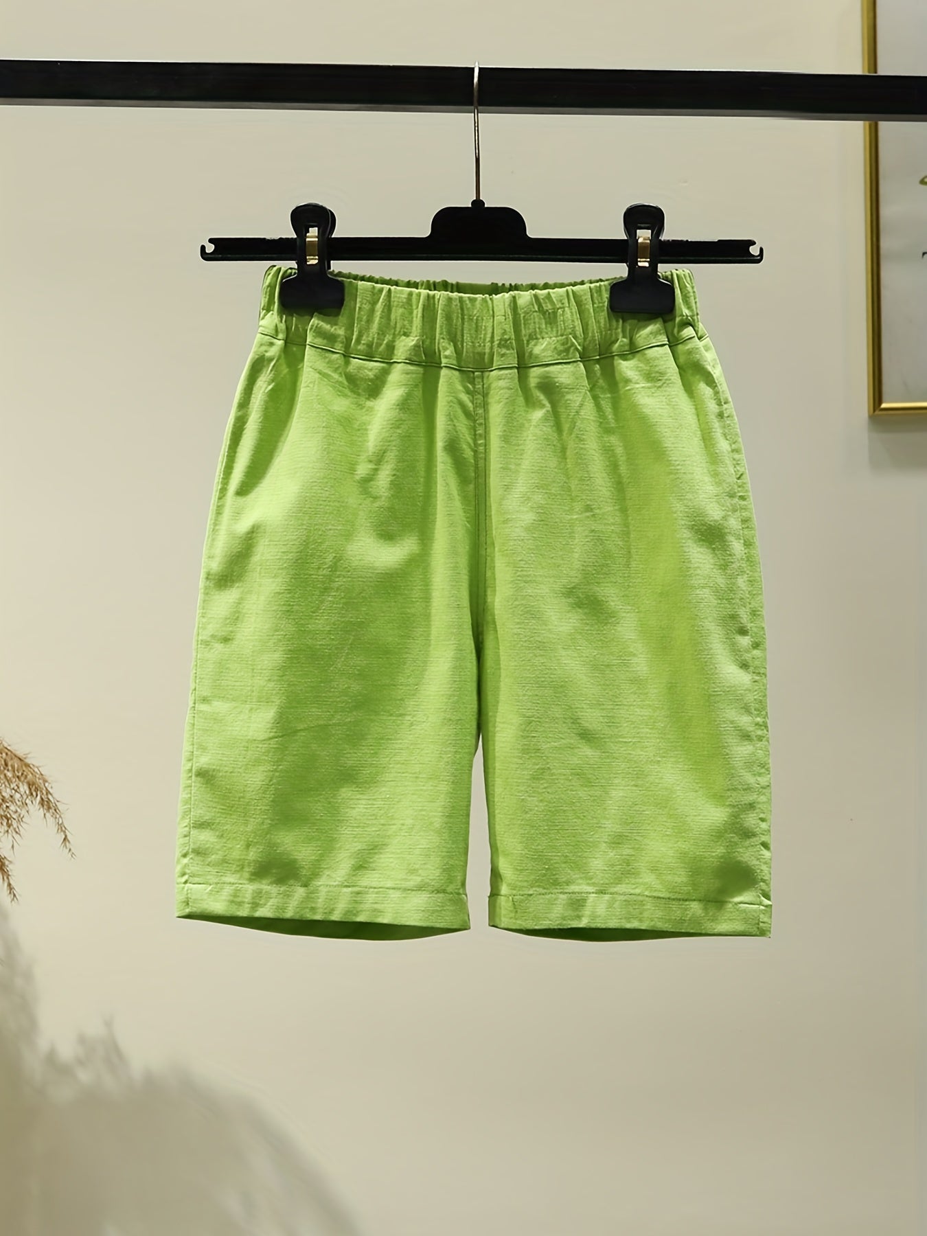 Kids Casual Cotton Linen Sweat Shorts Elastic Waist Thin Summer Shorts