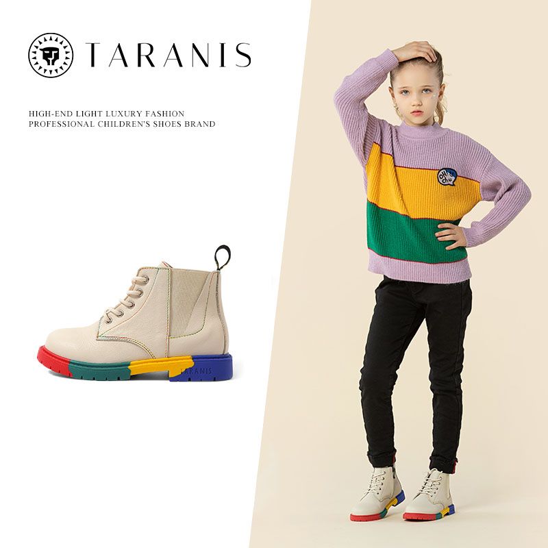 TARANIS Girls Ankle Boots Block Sole High Top Dress Shoes