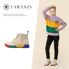 TARANIS Girls Ankle Boots Block Sole High Top Dress Shoes