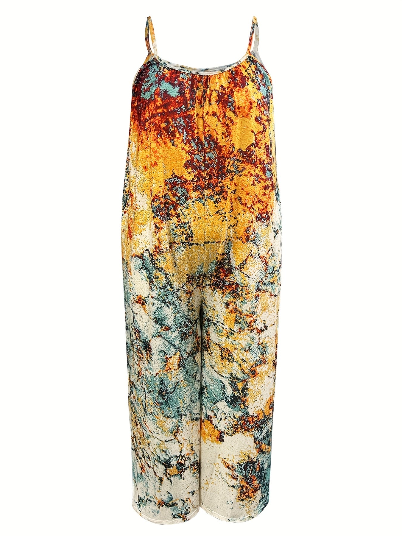 Marble Print Wide Leg Cami Jumpsuit