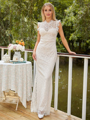 Vintage Lace Trim Sleeveless Wedding Dress