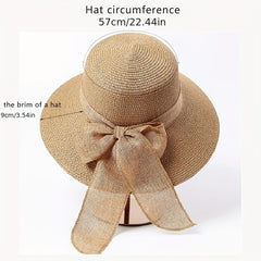 Wide Brim Bowknot Sun Hat Straw Bucket Hats for Women Summer Outdoor