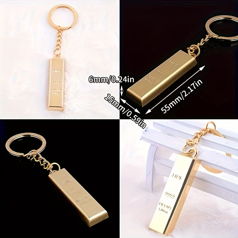 Metal Faux Golden Bar Keychain Funny Gift Men Women