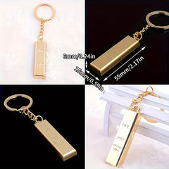 Metal Faux Golden Bar Keychain Funny Gift Men Women