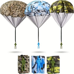 Green Toy Soldiers Action Fig Parachute Jump Outdoor Play
