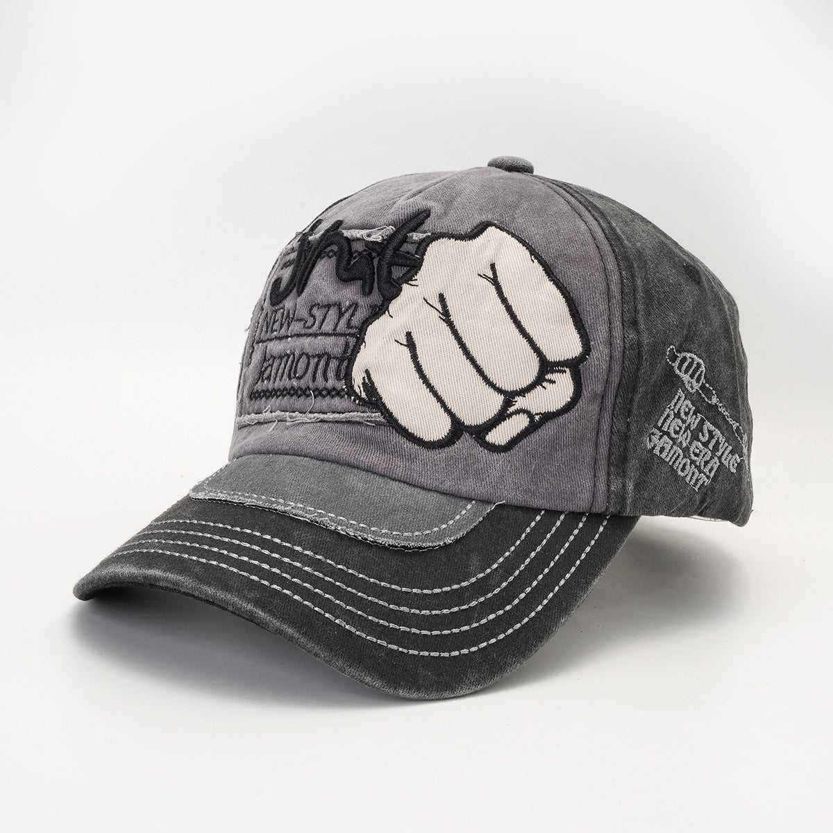 Vintage Denim Washed Baseball Cap with Embroidery