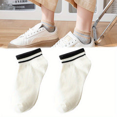 10 Pairs Girls Kids Thin Ankle Socks - Japanese Style Preppy Socks
