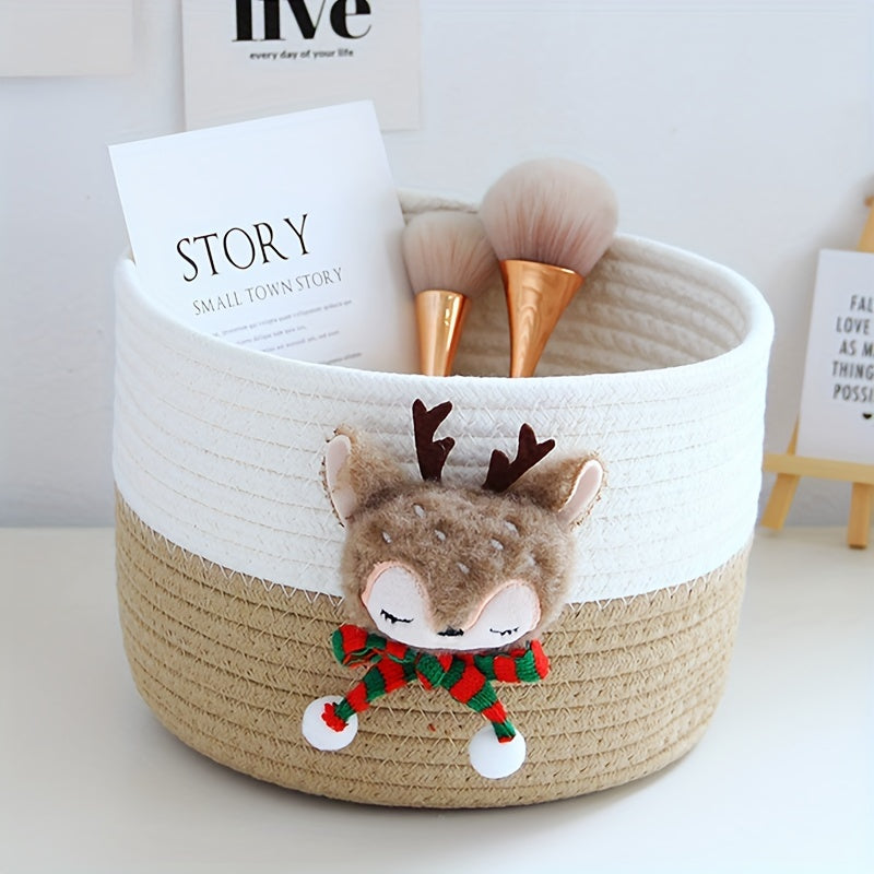 Cotton Rope Storage Basket Cartoon Makeup Organizer