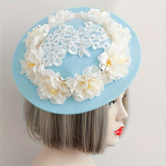 Lace Bride French Frollop Hat with Floral Accents
