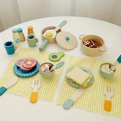 Kids Play Kitchen Set Wooden Educational Toy for Boys and Girls