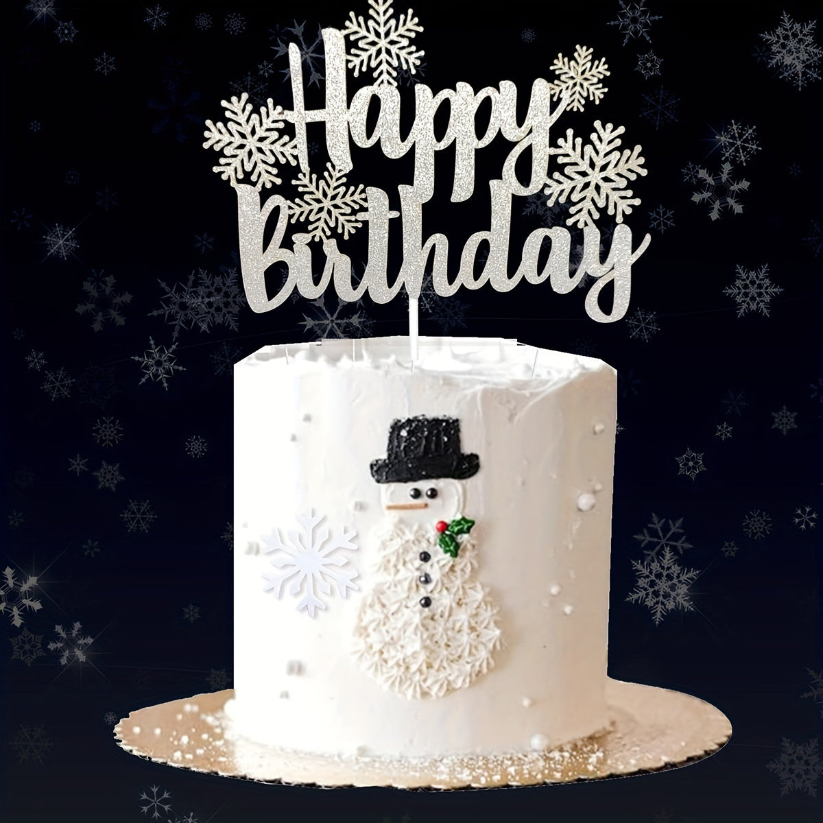 Snowflake Cake Decoration for Christmas & Birthday Parties
