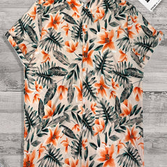 Tropical Leaf & Flower Print Men's Hawaiian Shirt