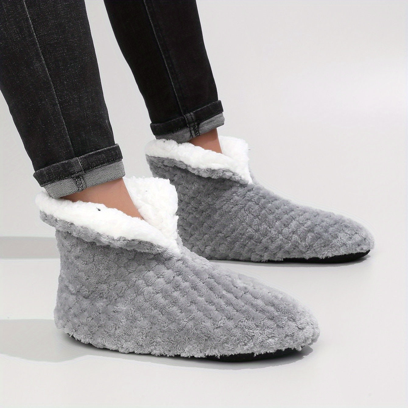 Cozy Plush House Slippers Men Winter Indoor Shoes