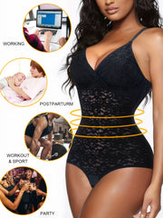 Lace Stitching Shaping Bodysuit Tummy Control Slimming Slip Body Shaper