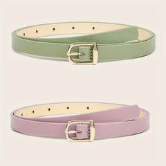 2pcs Square Buckle Belt Girls Casual Decorative Accessories for Pants