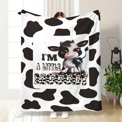 1pc Cow Printed Warm Blanket for Home & Outdoor Use
