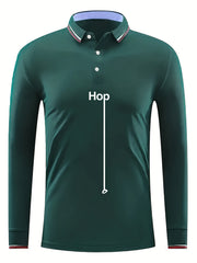 HOP Pattern Men's Long Sleeve Polo Shirt