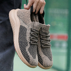 Men's Breathable Woven Sneakers - Lightweight Antislip Lace-Up