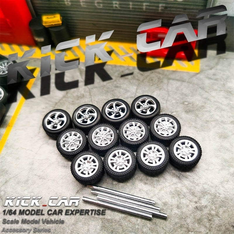 Kickcar 1/64 ABS Wheels & Rubber Tires 10 Sets