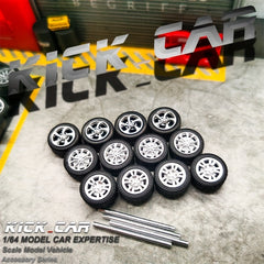 Kickcar 1/64 ABS Wheels & Rubber Tires 10 Sets