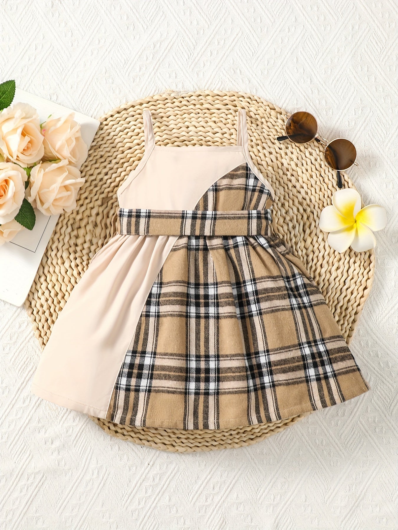 Baby Boys Casual Block Button Front Belted Cami Dress