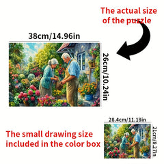 Floral Garden Puzzle 1000pcs for Adults Large Floral Garden with Elderly Couple