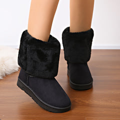 Thick Fur Lined Snow Flat Boots for Women