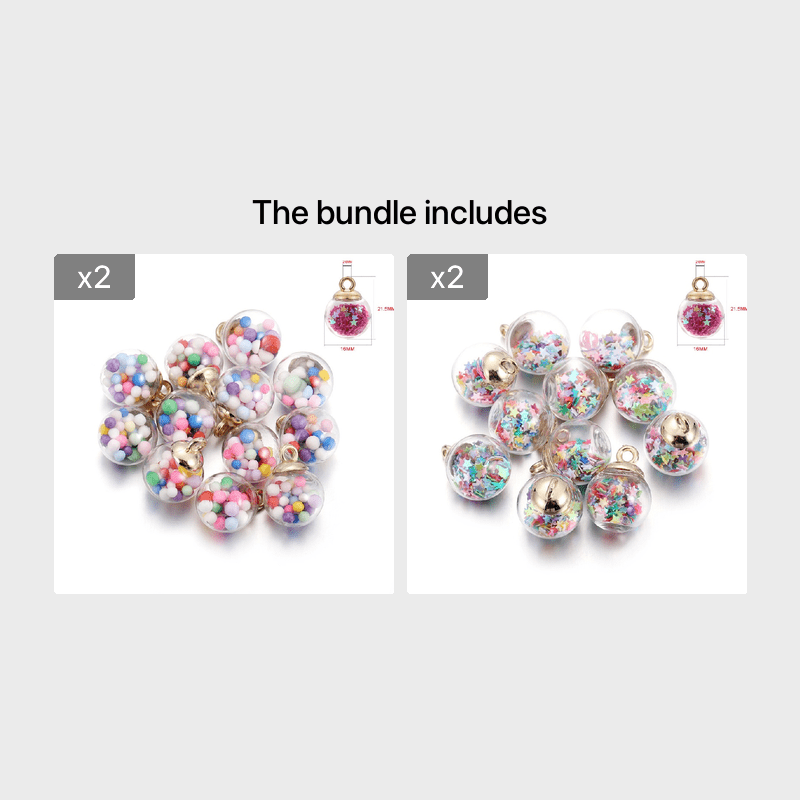 Glass Ball Pendant Earrings Necklace Sequin Crystal Ball DIY Jewelry Accessories